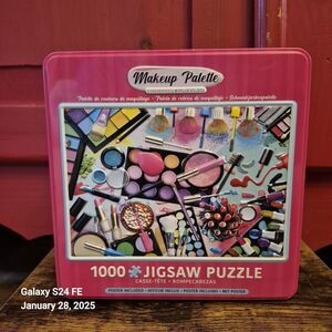 New Makeup Palette 1000 Piece Jigsaw Puzzle in Tin Eurographics Girly Pink